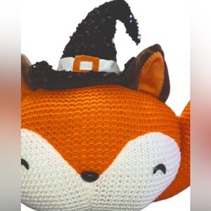 Halloween Fox Witch Hat Plush Crochet Decor Weighted Bottom Fall Decor